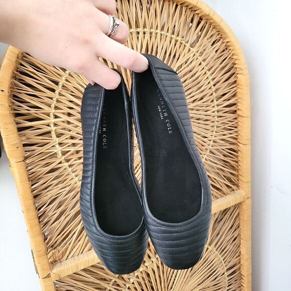 Kenneth Cole New York Tracy Leather Slip On Ballet Flat Black 6M - Picture 8 of 10